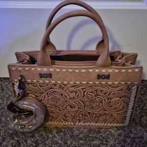 Montana West Tan Tote with Floral Pattern